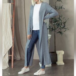Gray Long Knit Cardigan